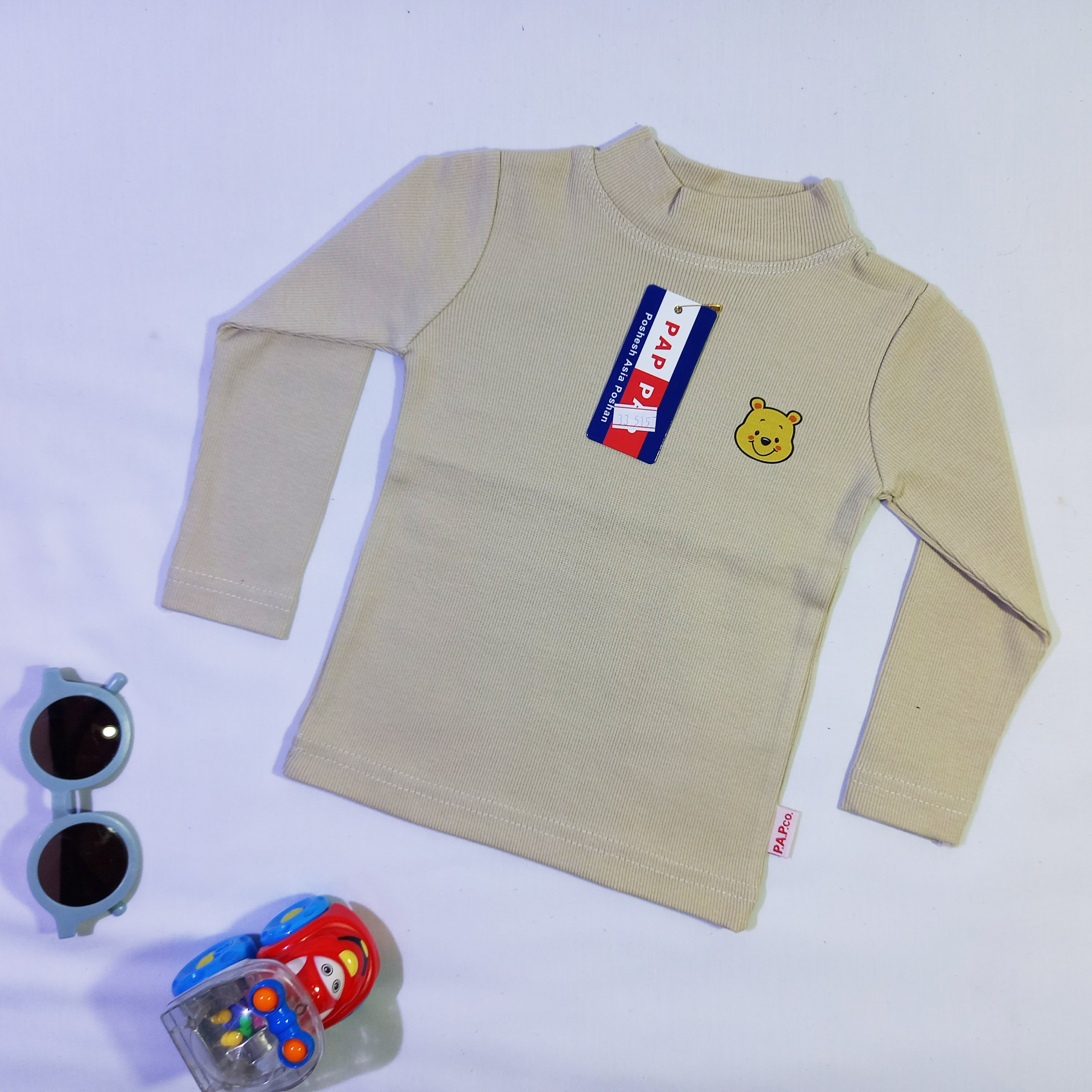 بلوز کبریتی آستین بلند پسرانه خرسی  رنگ آجری سایز 33 ، 36 رنگ کرمی کد 1020