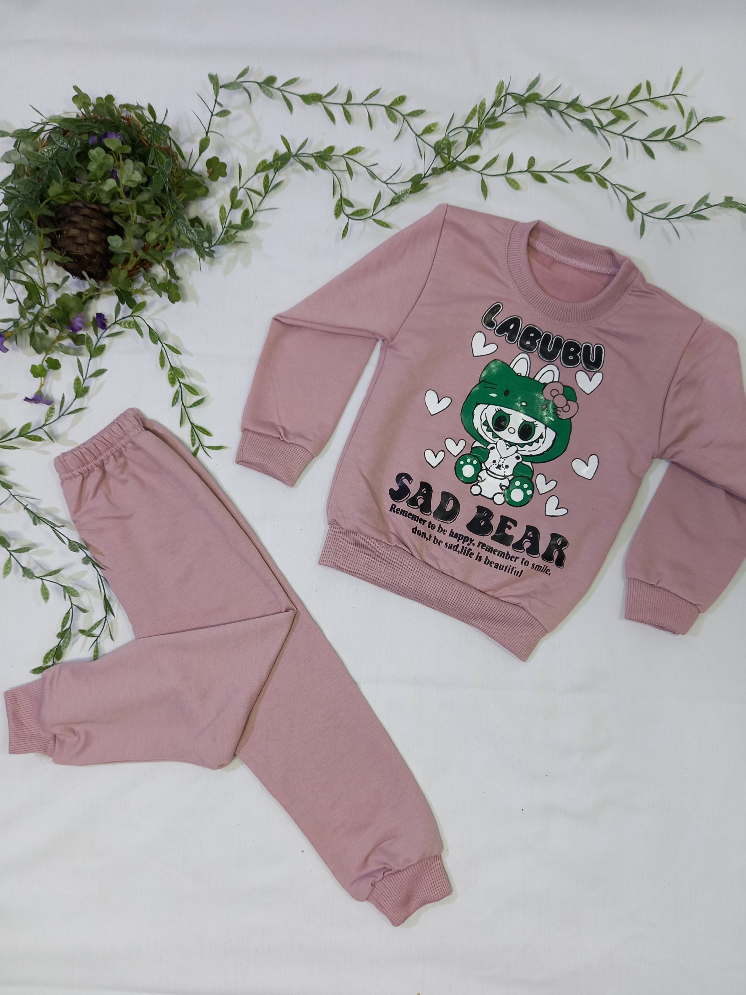 ست بلوز و شلوار لبوبو اقتصادی رنگ کالباسی سایز 40 ، 45 کد 1074