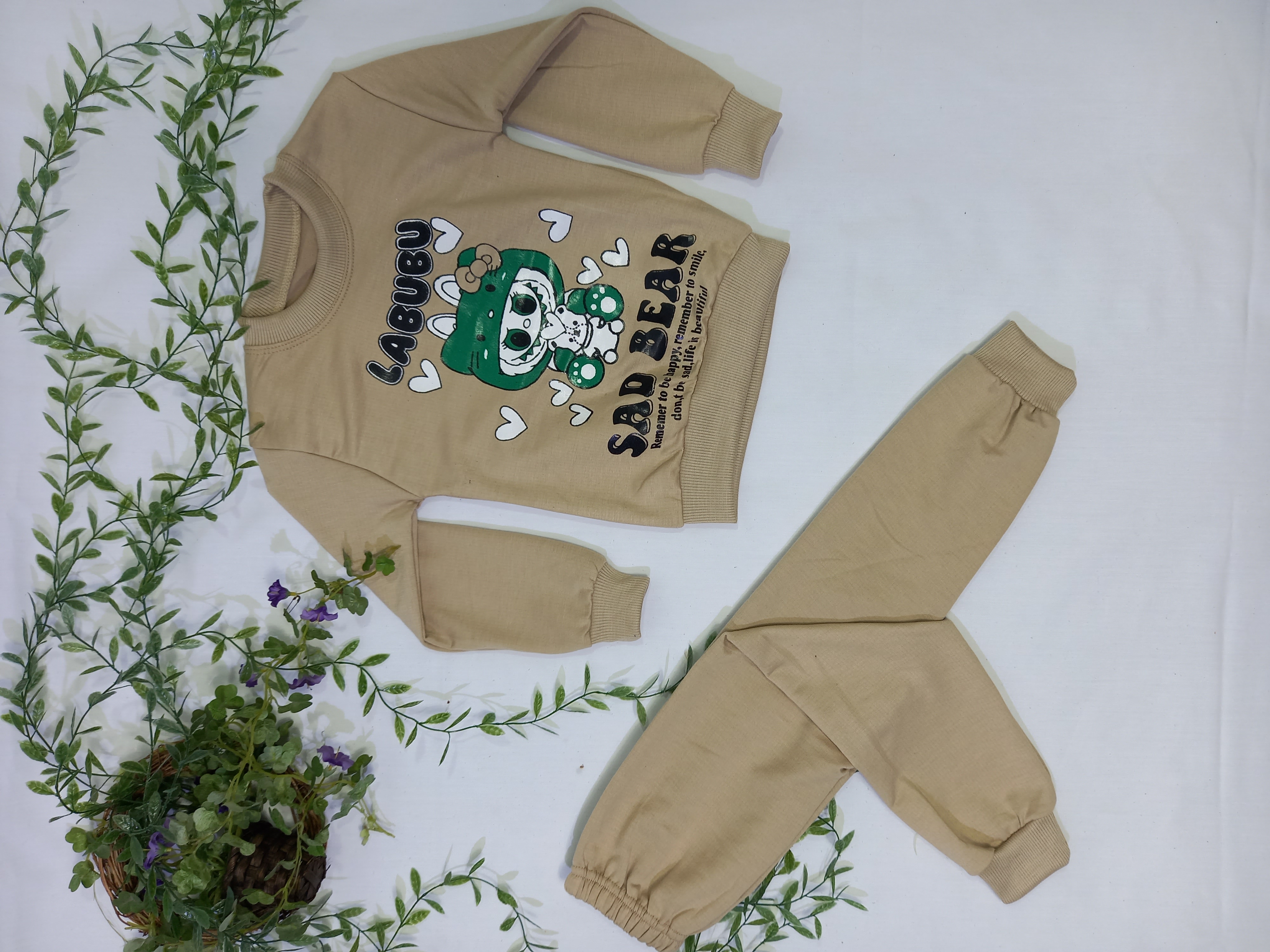 ست بلوز و شلوار لبوبو اقتصادی رنگ شتری سایز 40 ، 45 کد 1074