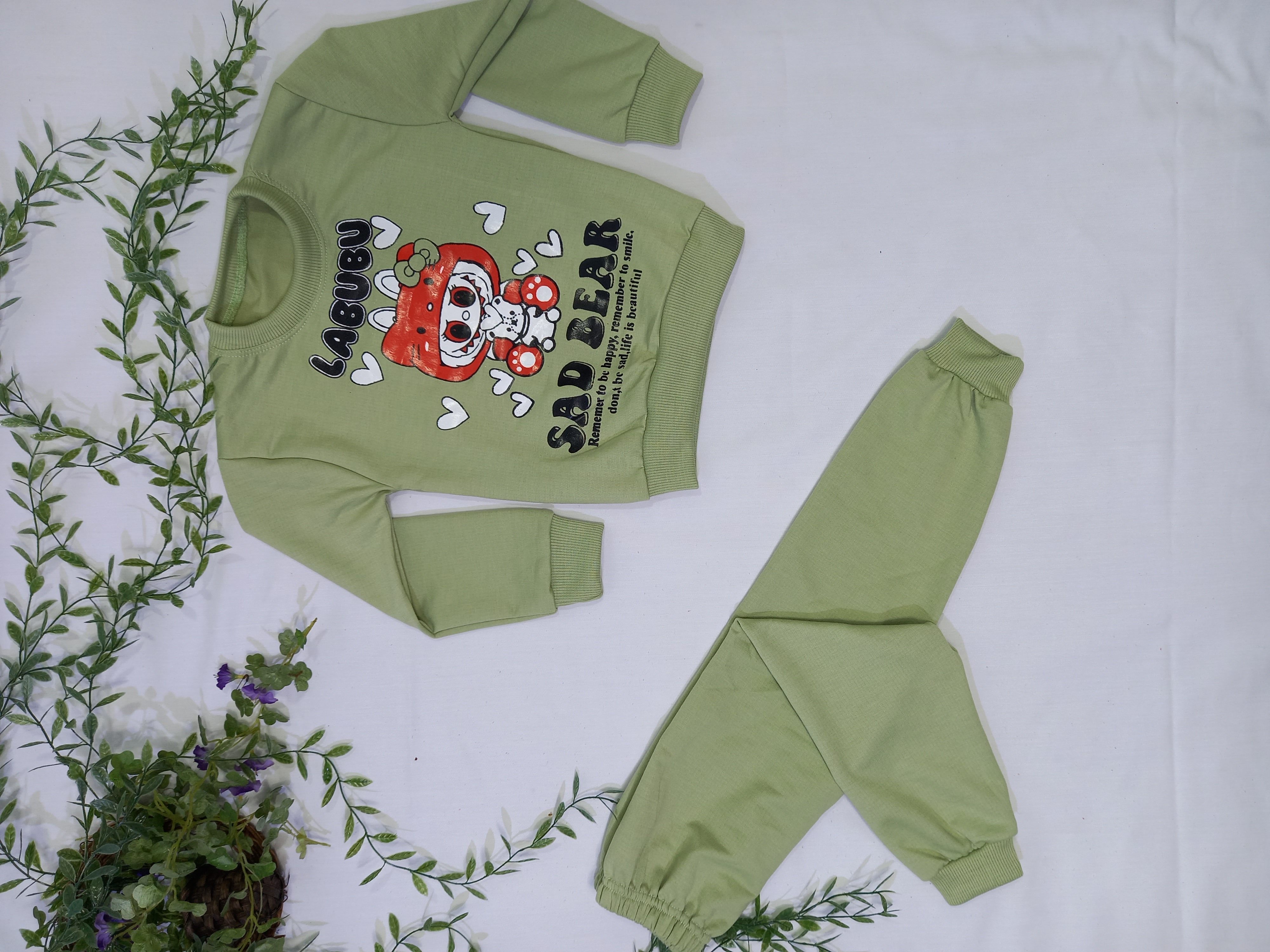 ست بلوز و شلوار لبوبو اقتصادی رنگ سبزپسته ای سایز 40 ، 45 کد 1074