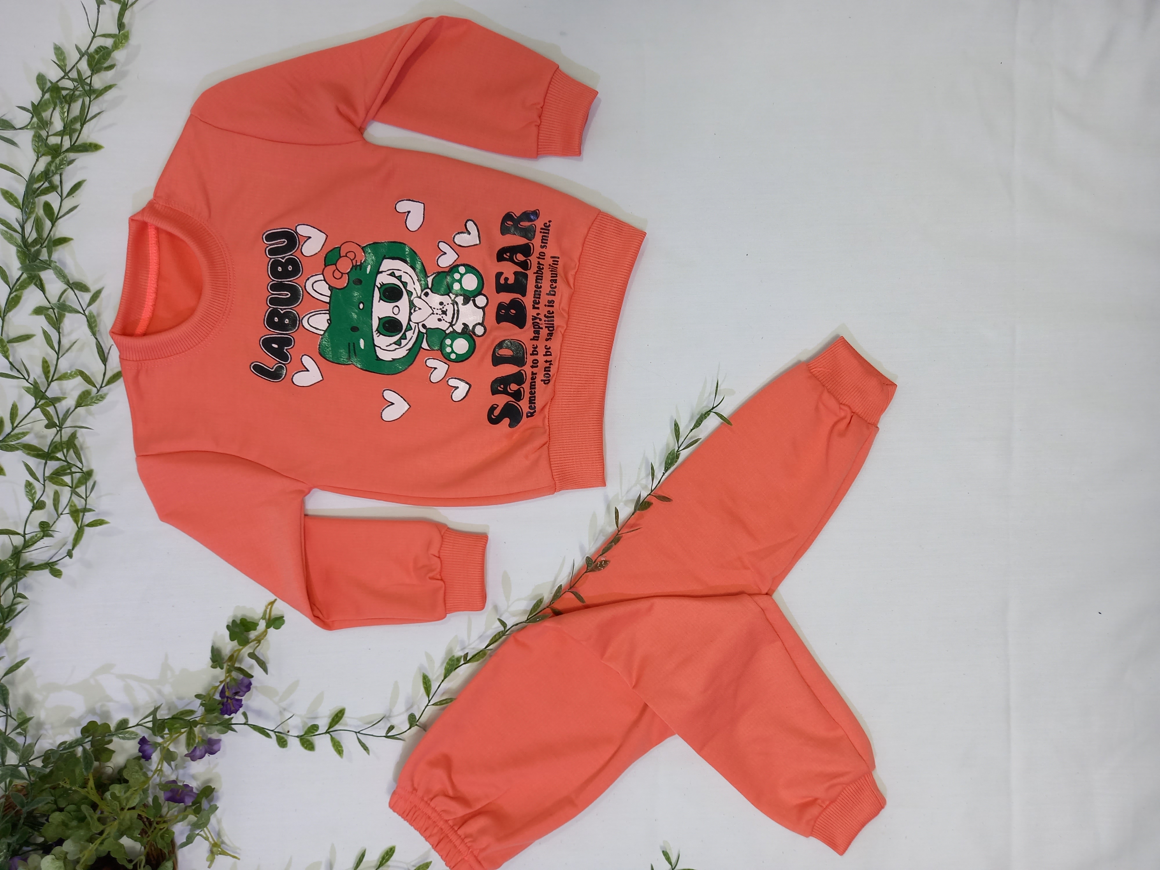 ست بلوز و شلوار لبوبو اقتصادی رنگ نارنجی سایز 40 ، 45 کد 1074