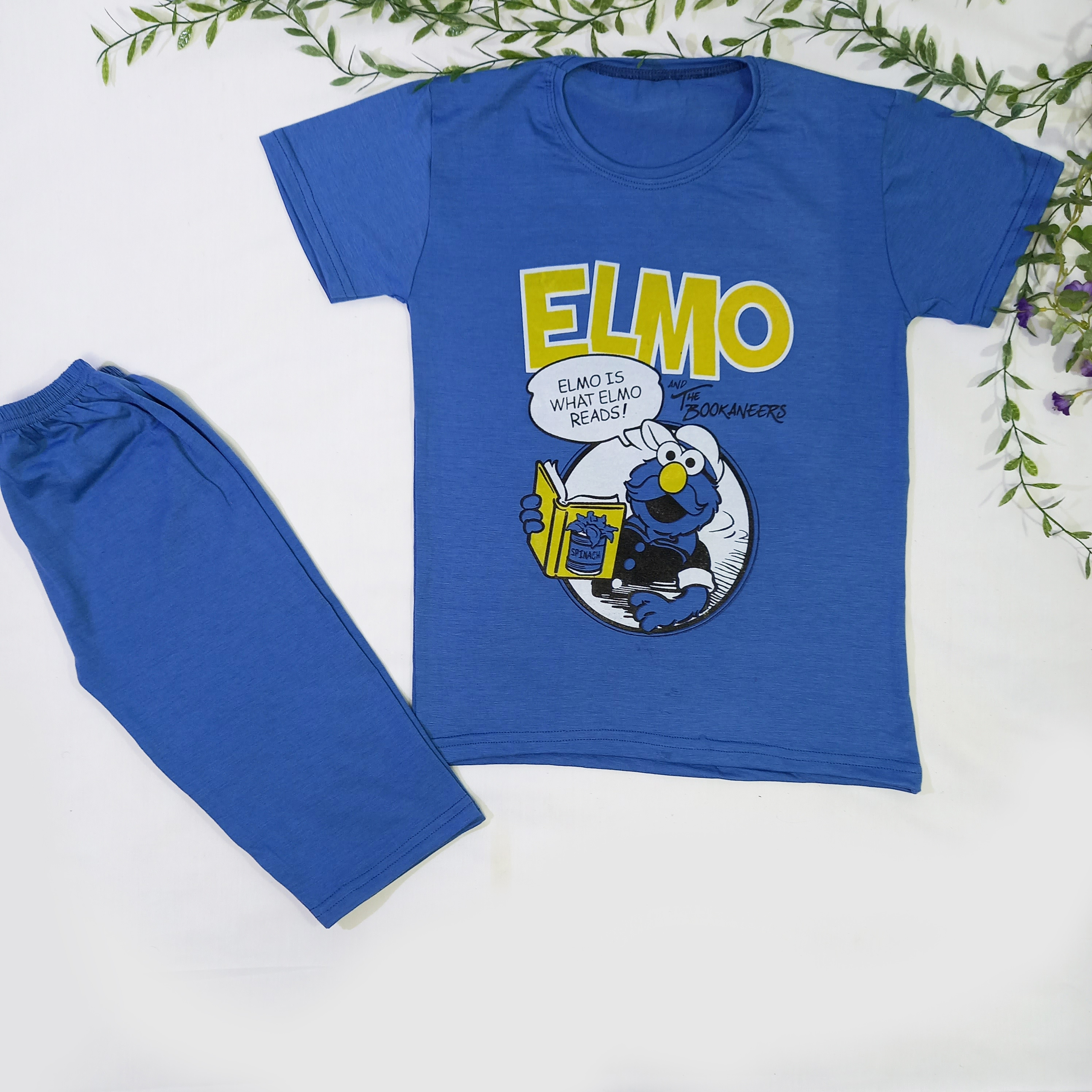 ست اقتصادی تیشرت و شلوارک با طرح ELMO رنگ آبی 50 /55  کد 1117