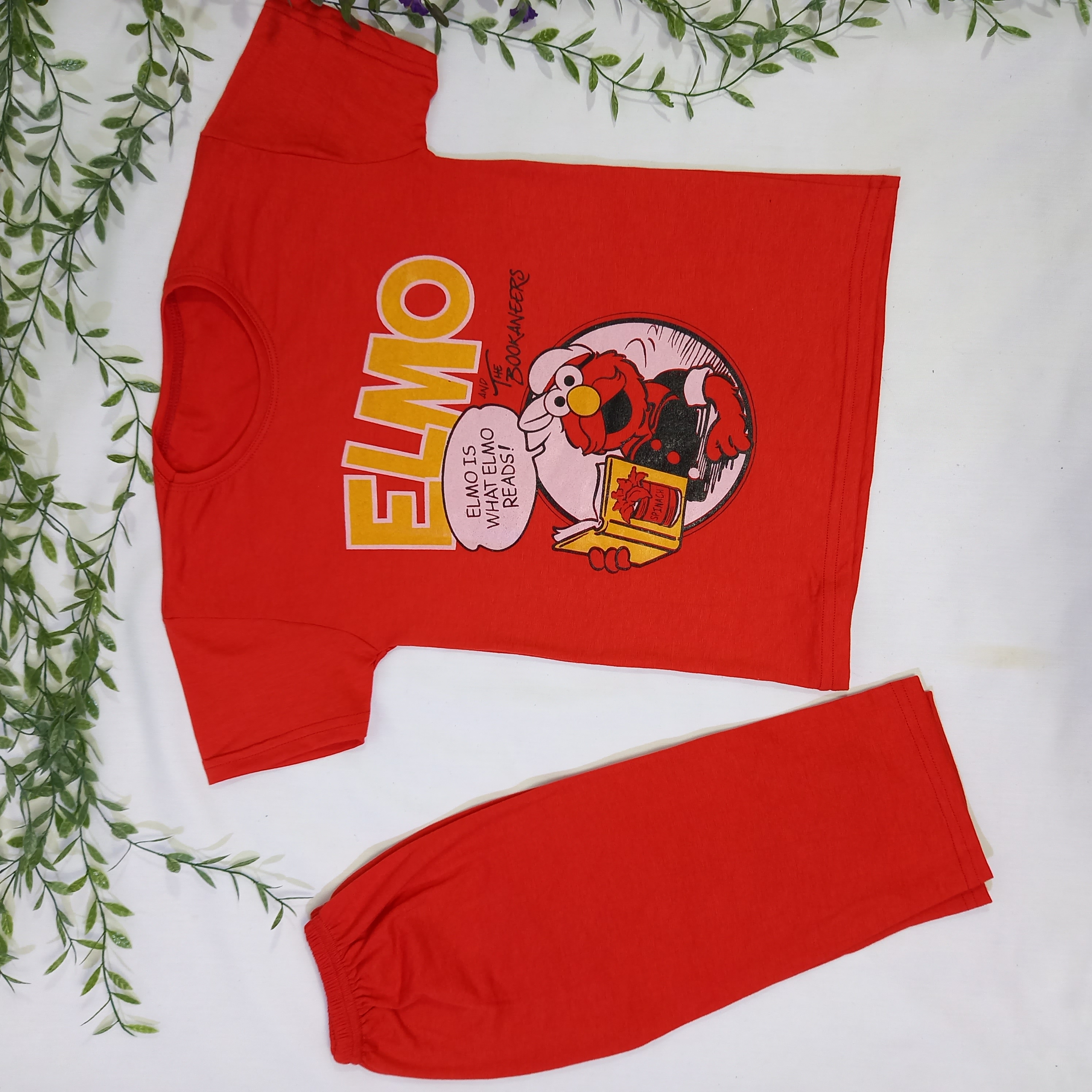 ست اقتصادی تیشرت و شلوارک با طرح ELMO رنگ قرمز 50 /55  کد 1117